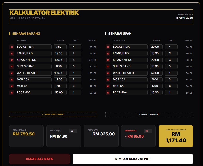 Kalkulator Elektrik